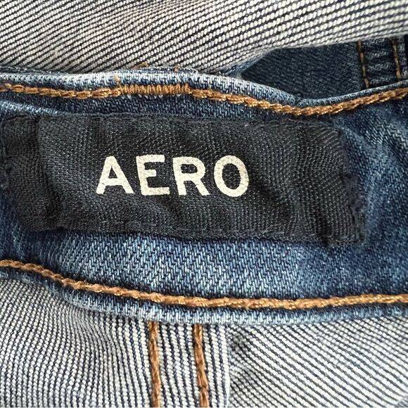 Aero Aeropostale Y2K Distressed Cross Back Straps Button-up Denim Overall SZ 6 - Picture 10 of 16